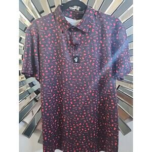 Psycho bunny polo t shirt red black with patterns